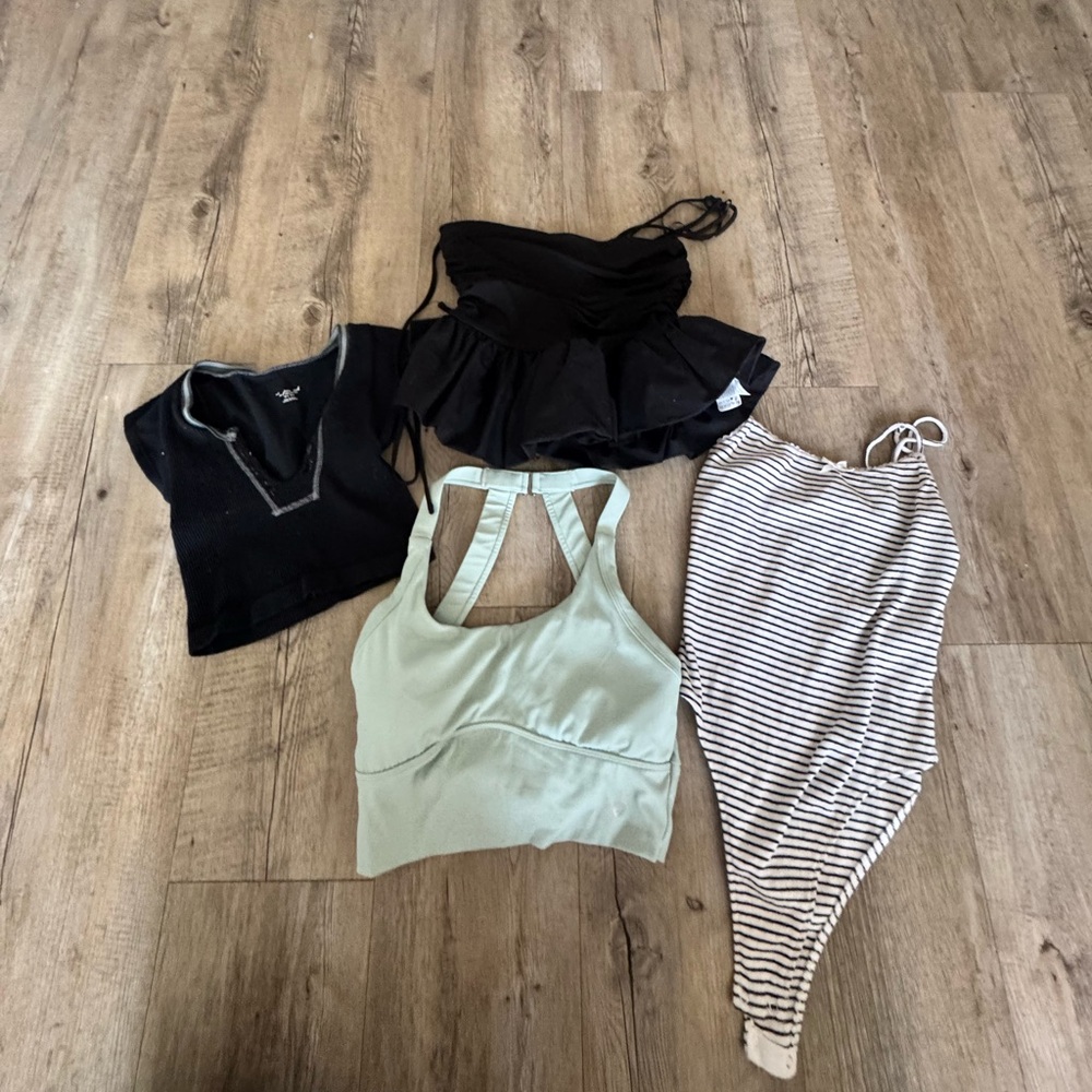 HALARA Black, Mint, and Striped Crop Tops